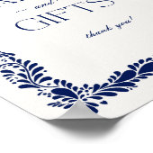 青いタラベラのスペインのタイルのカードとギフトサイン ポスター (角)