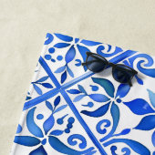 青いタラベラスペインのタイルは花嫁の贈り物 ビーチタオル (インサイチュ)