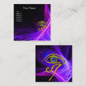 青いタリスマン、ホルスアイ、ピンク色の紫色の光波 スクエア名刺 (正面/裏面)