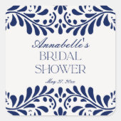 青いタレヴェラ・タイル スペイン風祭り ブライダルシャワー スクエアシール (正面)