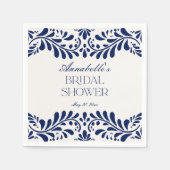 青いタレヴェラ・タイル スペイン風祭り ブライダルシャワー スタンダードカクテルナプキン (正面)