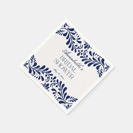 青いタレヴェラ・タイル スペイン風祭り ブライダルシャワー スタンダードカクテルナプキン (角)