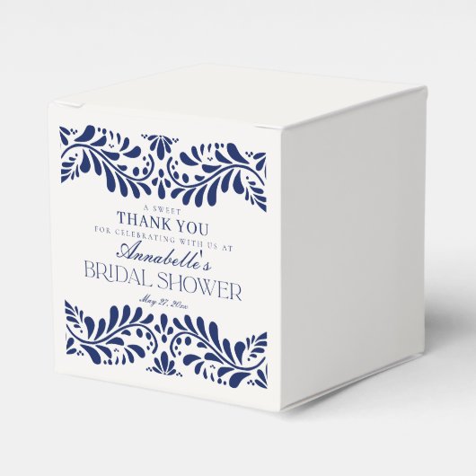 青いタレヴェラ・タイル スペイン風祭り ブライダルシャワー フェイバーボックス (正面サイド)