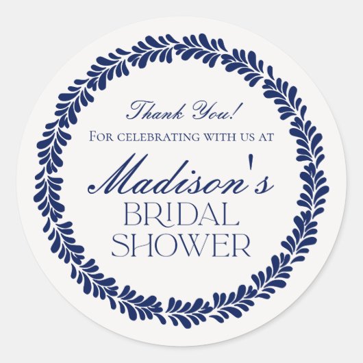 青いタレヴェラ・タイル スペイン風祭り ブライダルシャワー ラウンドシール (正面)