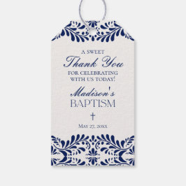 青いタレヴェラ・タイル スペイン風祭り 洗礼記念品 ギフトタグ