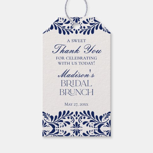 青いタレヴェラ・タイル・フィエスタ ブライダル・ブランチのお土産 ギフトタグ (正面)