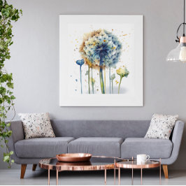 青いタンポポ吹ーンは水色 フォトプリント           