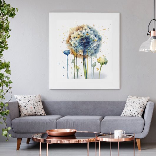 青いタンポポ吹ーンは水色 フォトプリント           