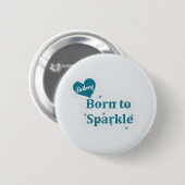 、青いターコイズのハートと光るために名前生まれて下さい 缶バッジ (正面&裏面)