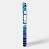 青いターコイズのパターストライプンと名前 Case-Mate iPhoneケース (裏面 / 左)