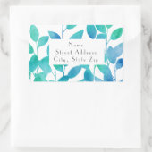 青いターコイズの水色葉のラベル 長方形シール (バッグ)