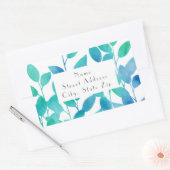 青いターコイズの水色葉のラベル 長方形シール (封筒)