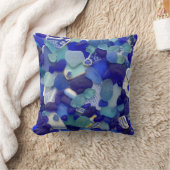 青いターコイズの海のガラスビーチのガラス写真の正方形 クッション (ブランケット)