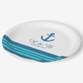 青いターコイズの航海のないかりの紙皿 ペーパープレート (アングル)