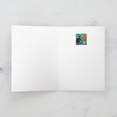 青いターコイズの黒猫とひまわり カード (内部)