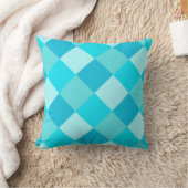 青いターコイズグリーンスクウェアのキルトパターン クッション (ブランケット)