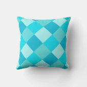 青いターコイズグリーンスクウェアのキルトパターン クッション (裏面)