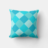 青いターコイズグリーンスクウェアのキルトパターン クッション (正面)