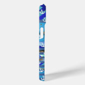 青いターコイズストライプといかりパターン Case-Mate iPhoneケース (裏面 / 右)