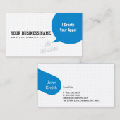 青いダイアログボックスアプリ開発者用名刺 名刺 (正面/裏面)