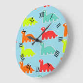 青いダイノス ラージ壁時計 (傾斜)