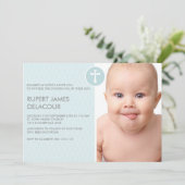 青いダイヤモンドのクロス写真 洗礼招待状 招待状 (スタンド正面)