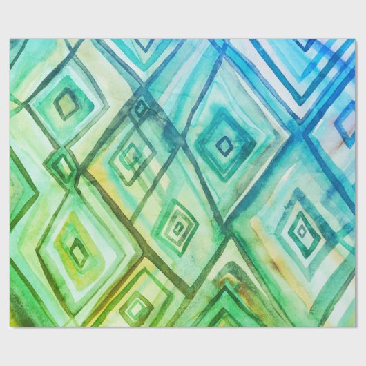 青いダイヤモンドは幾何学的な水の色のギフトラップ ラッピングペーパー (フラット)