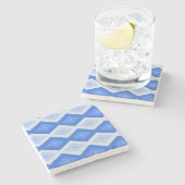 青いダイヤモンドパターンの濃淡 ストーンコースター (横)