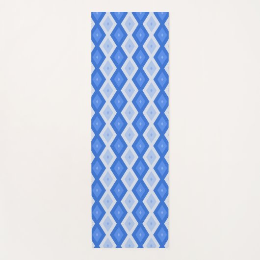 青いダイヤモンドパターンの濃淡 ヨガマット (正面)