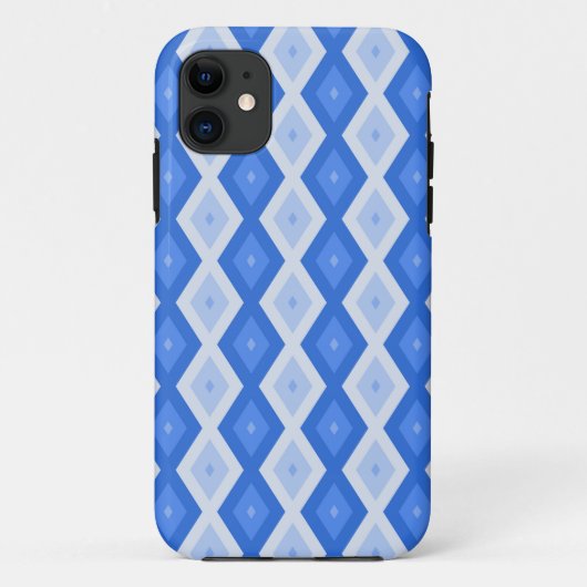 青いダイヤモンドパターンの濃淡 Case-Mate iPhoneケース (裏面)