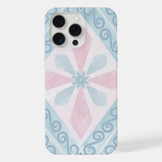 青いダイヤ柄 iPhoneケース (裏面)