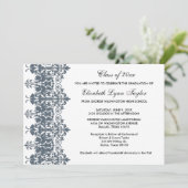 青いダマスクの卒業発表 招待状 (スタンド正面)