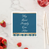 青いダマスクゴールドスクリプトウェディング スタンダードカクテルナプキン (インサイチュ)