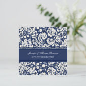 青いダマスク織のたった今結婚しましたの発表カード 案内状 (スタンド正面)