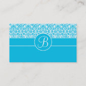 青いダマスク織のパーソナライズなアドレス変更カード 名刺 (裏面)