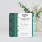 青いダマスク織のブロケードのイスラム教の結婚式 招待状 (スタンド正面)
