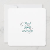 青いダマスク織のブロケードのイスラム教の結婚式 招待状 (裏面)