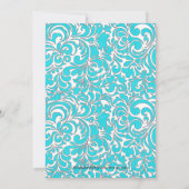 青いダマスク織の卒業の招待状のシルエットの卒業生 招待状 (裏面)
