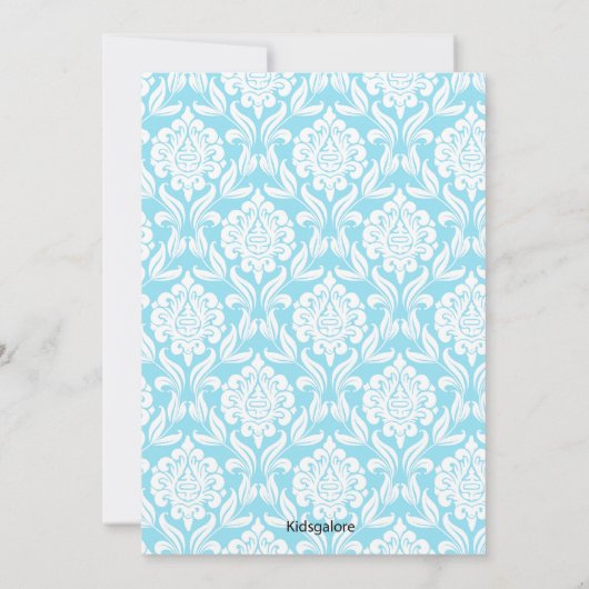 青いダマスク織の男の子の聖餐の招待状 招待状 (裏面)