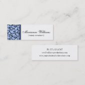 青いダマスク織の美しいのマイクロ小型名刺 スキニー名刺 (正面/裏面)