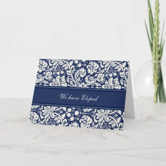 青いダマスク織の駆け落ちの発表カード 案内状 (正面)