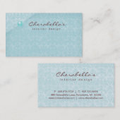 青いダマスク織1つのボタンのサロンのスパの名刺 名刺 (正面/裏面)