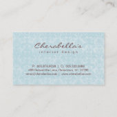 青いダマスク織1つのボタンのサロンのスパの名刺 名刺 (裏面)