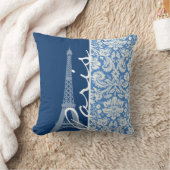 青いダマスク織; パリ クッション (ブランケット)