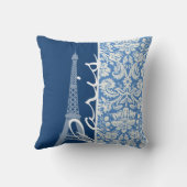 青いダマスク織; パリ クッション (裏面)