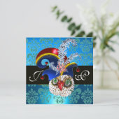 青いダマスク、ジュエルオウル、エルフハット、ダイヤモンドの羽根 招待状 (スタンド正面)