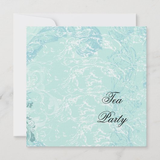 青いダマスク＆スワール 招待状 (正面)