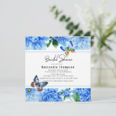 青いダリアの花のブライダルシャワーの招待状 招待状 (スタンド正面)