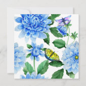 青いダリアの花のブライダルシャワーの招待状 招待状 (裏面)