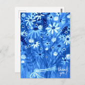 青いダリアの花束 ありがとう ポストカード (正面/裏面)